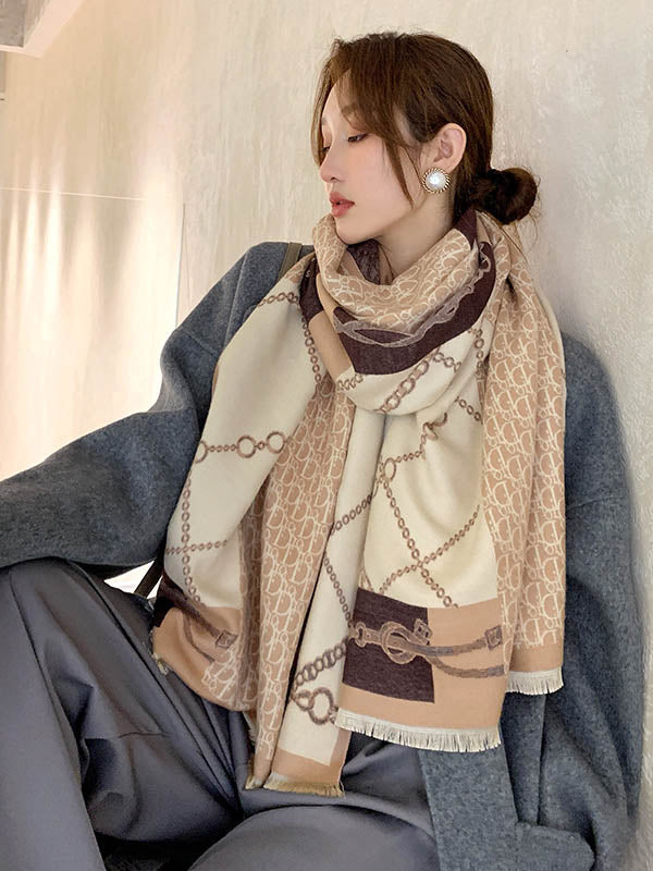 Imitation Cashmere Printed Double-Side Shawl Scarf