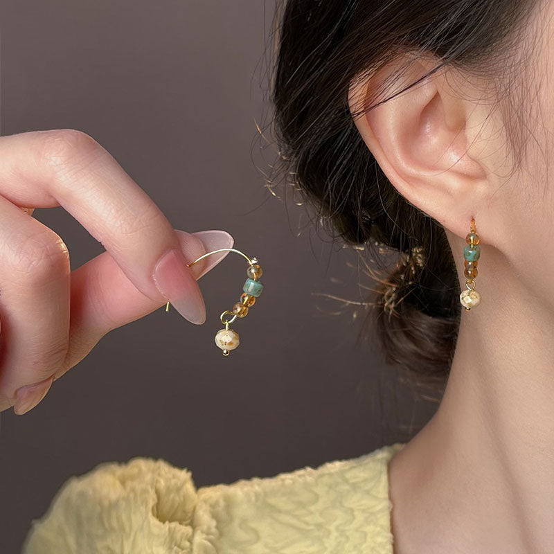 Vintage Handmade Glass Bead Dangle Earrings