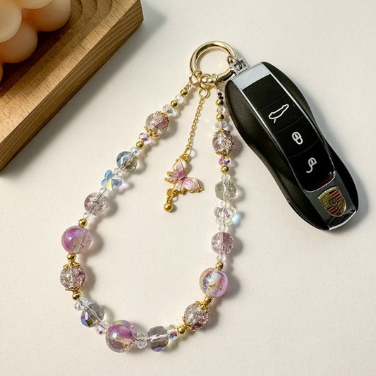Chic Butterfly Crystal Beaded Charms Keychain