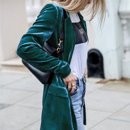 Velvet Longline Suit Blazer Cardigan