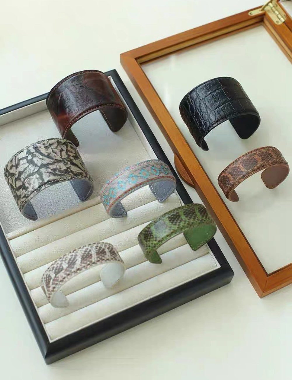 Vintage Leather Wide Open Bracelets