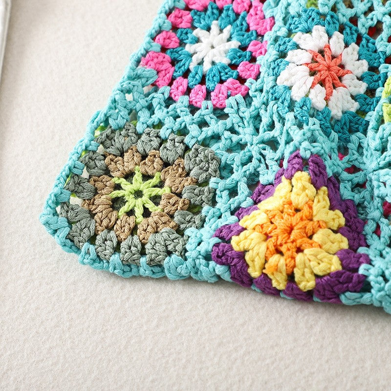 Crochet Knitted Flower Casual Handbag