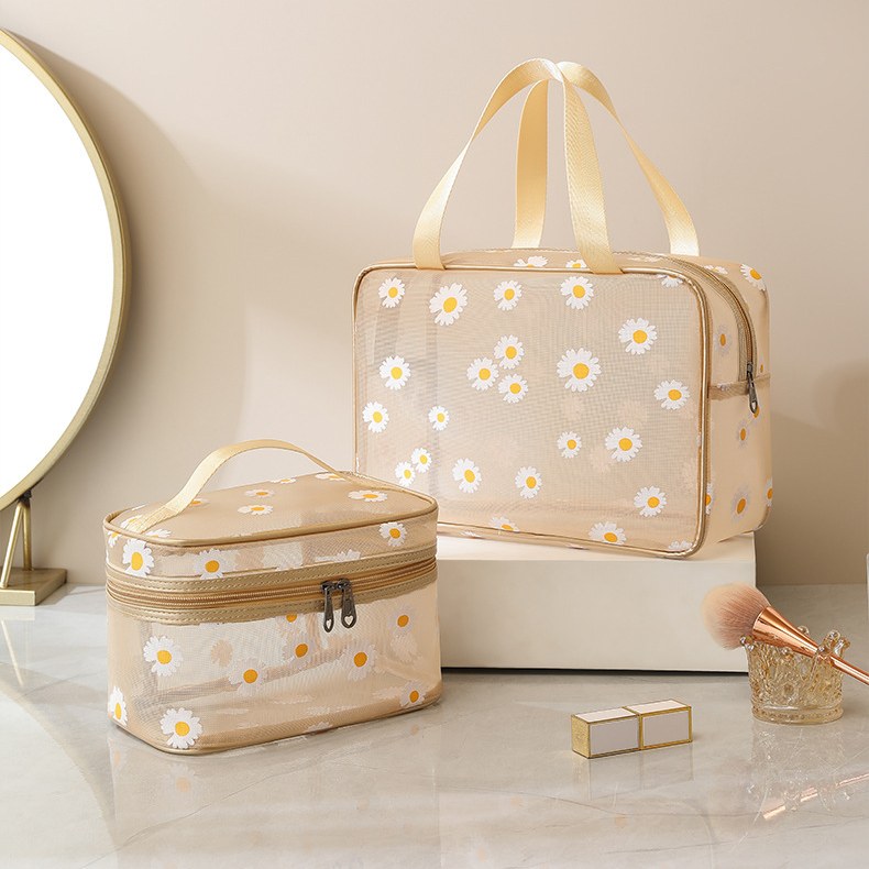 Daisy Large Capacity Portable Mesh Cosmetic Bags