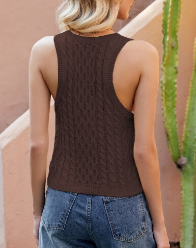 Casual Simple Twist V-Neck Knit Vest
