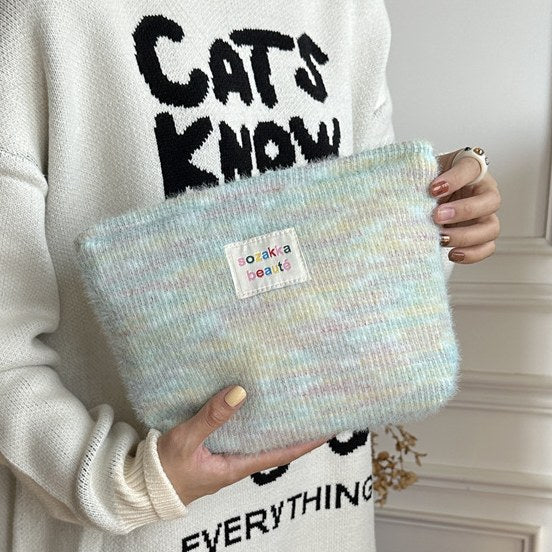 Rainbow Plushed Simple Make Up Bag