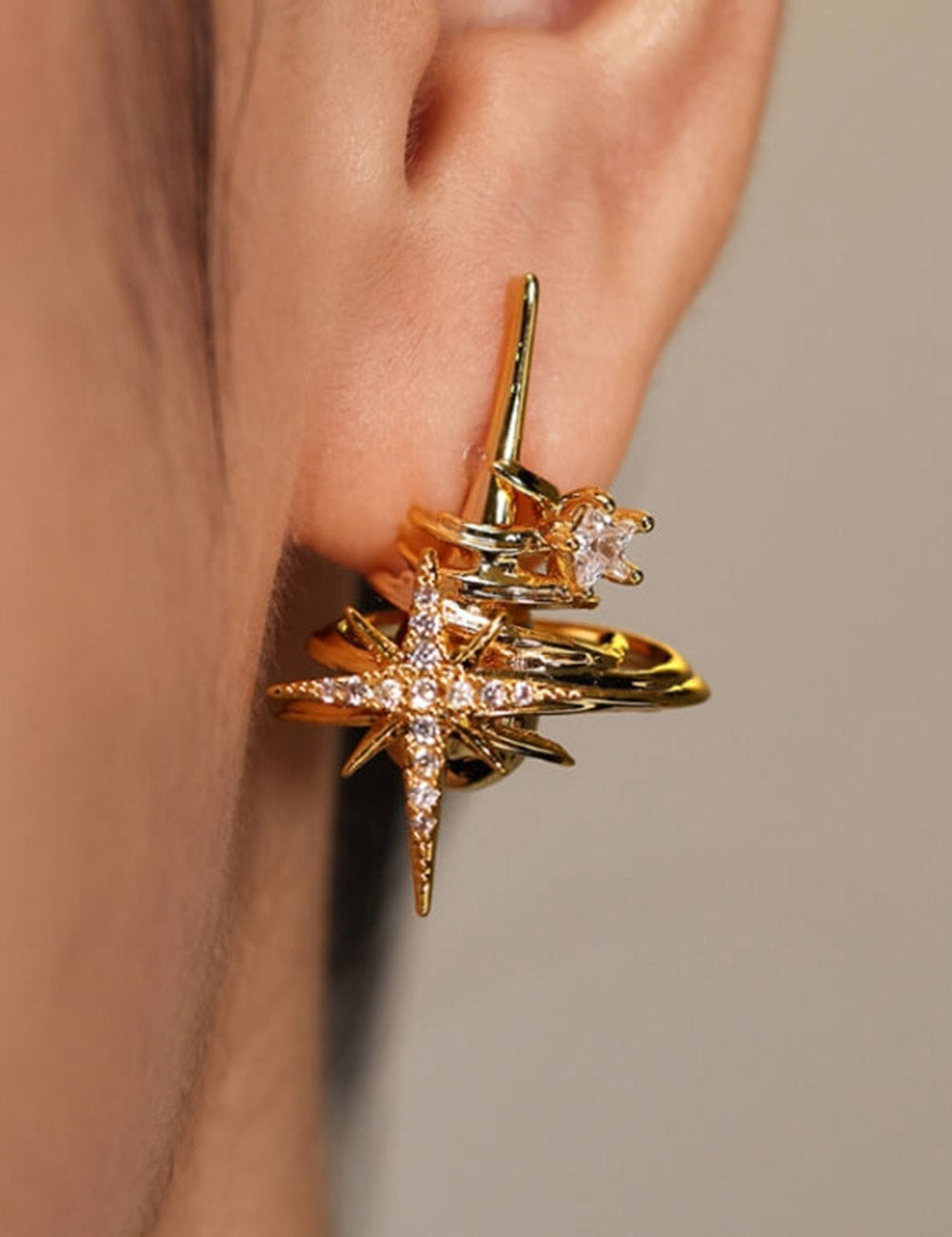 3D Starburst Galaxy Cubic Dangle Stud Earrings