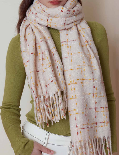 Plaid Colorful Dots Elegant Faux Cashmere Scarf