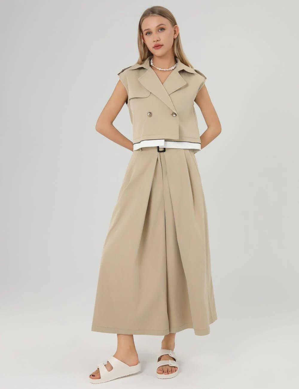 Button Vest and Loose Pants Sets