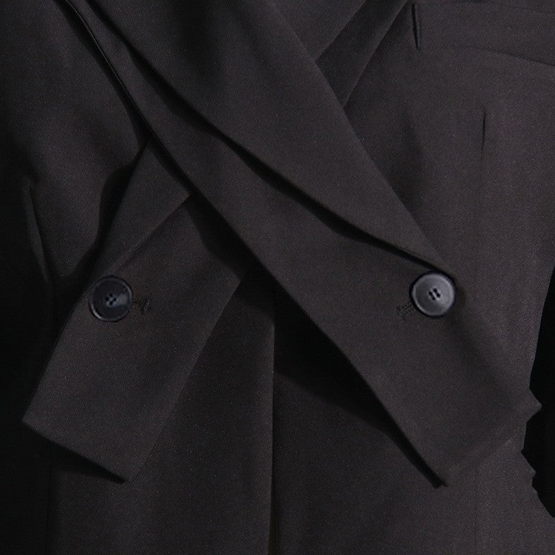 Solid Color Long Sleeve Lapel Irregular Collar Blazer Outerwear