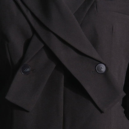 Solid Color Long Sleeve Lapel Irregular Collar Blazer Outerwear