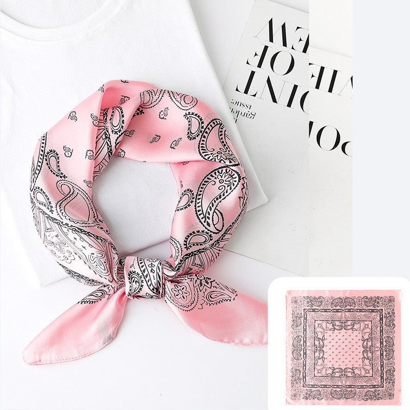 Vintage Double-Sided Printed Square Silk Imitation Scarf