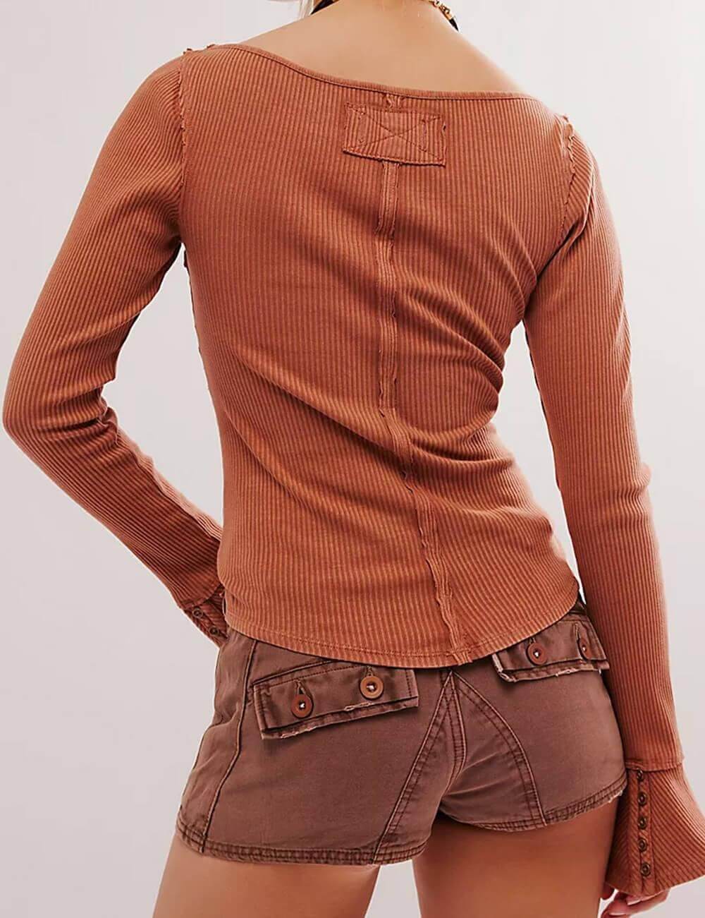 Solid Color Round Neck Tops