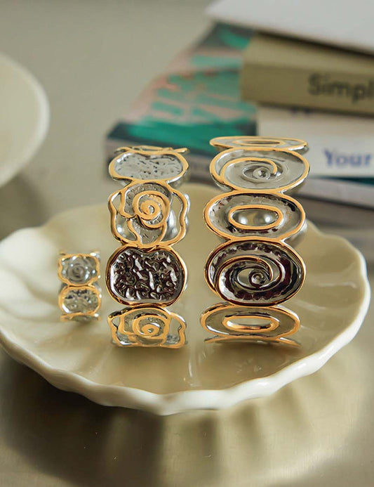 Vintage Chunky Hollow Open Cuff Bracelet