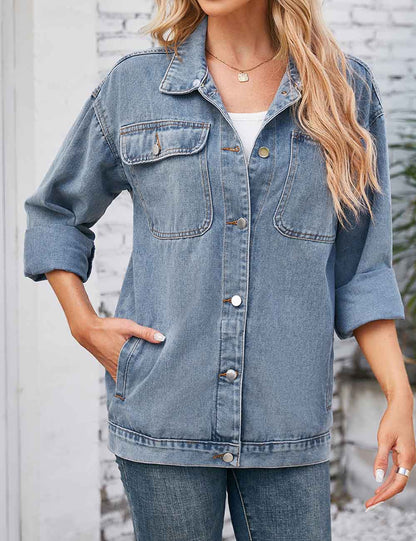 Vintage Long Sleeve Washed Denim Jacket