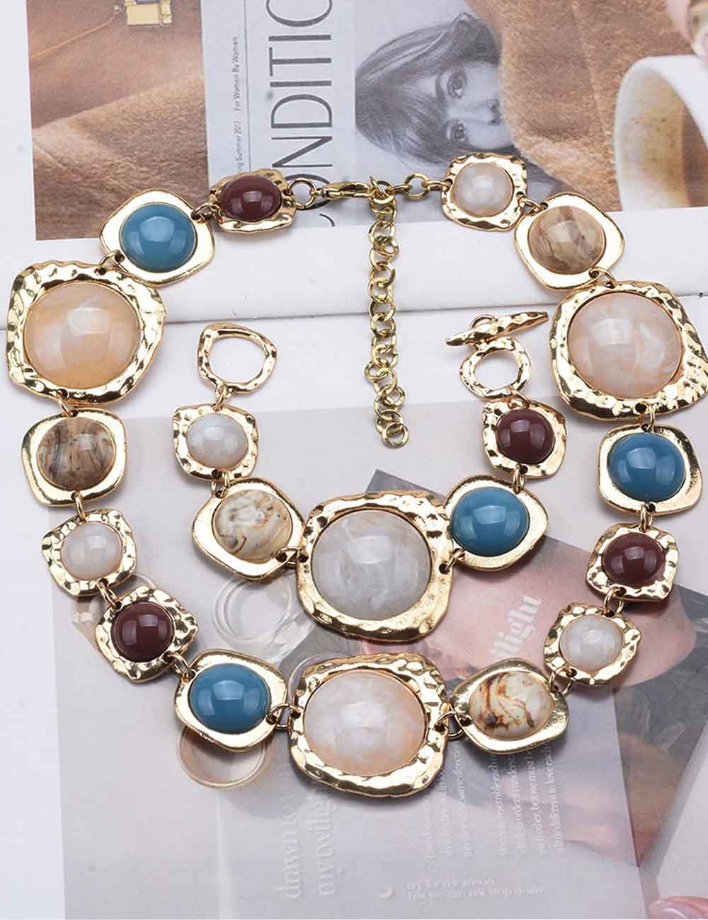 Stylish Geometric Irregular Metal Stone Bracelet