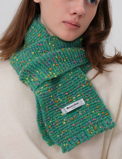 Multicolor Spot Short Knit Warm Scarve