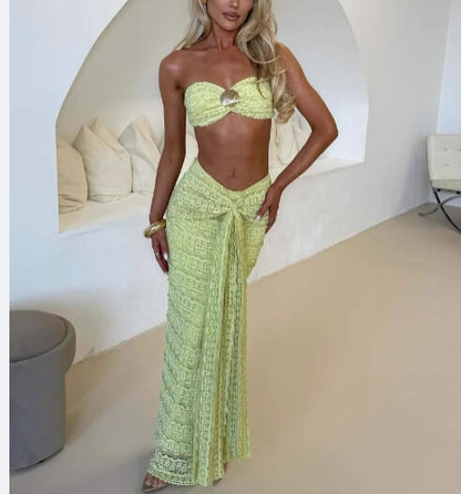 Strapless Top and Bodycon Maxi Skirt Set