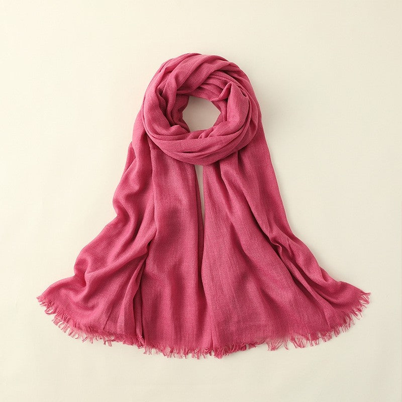 Solid Color Beach Long Cotton And Linen Scarf