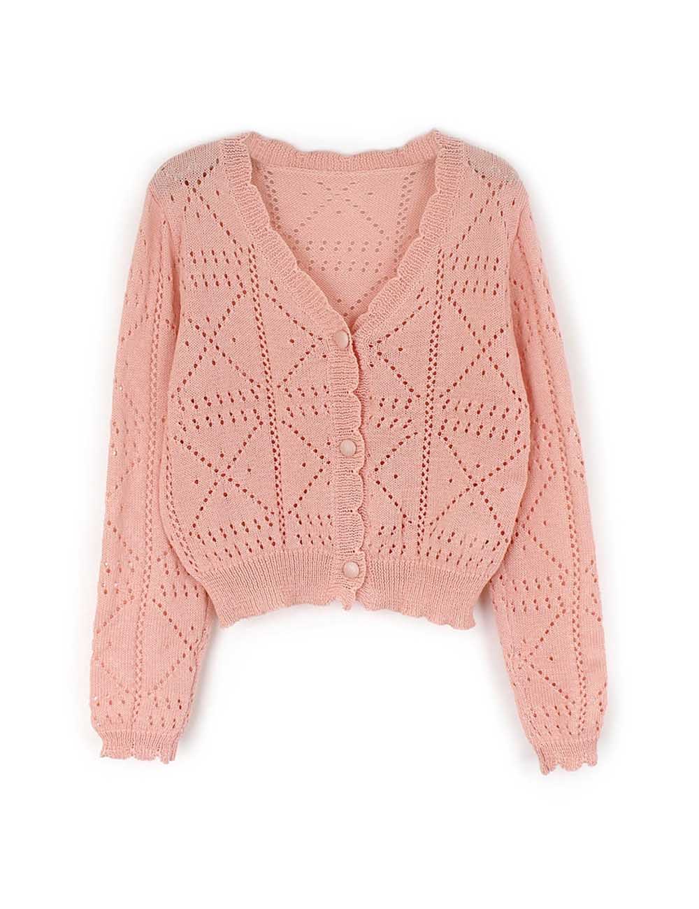 Simple V-Neck Button Down Cropped Cardigan