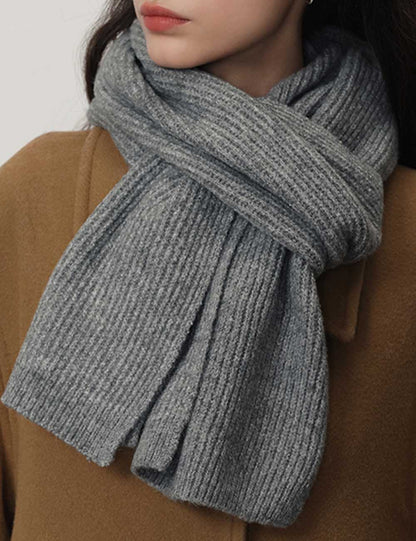 Simple Solid Color Knitted Wool Warm Scarf