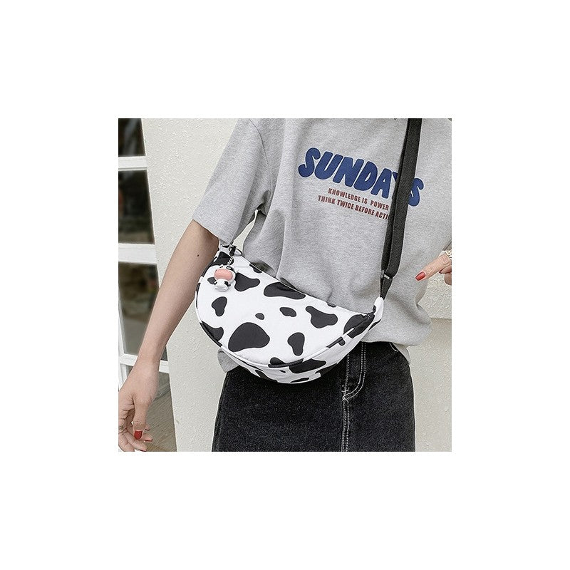 Cow Printed Crossbdody Dumpling Bag