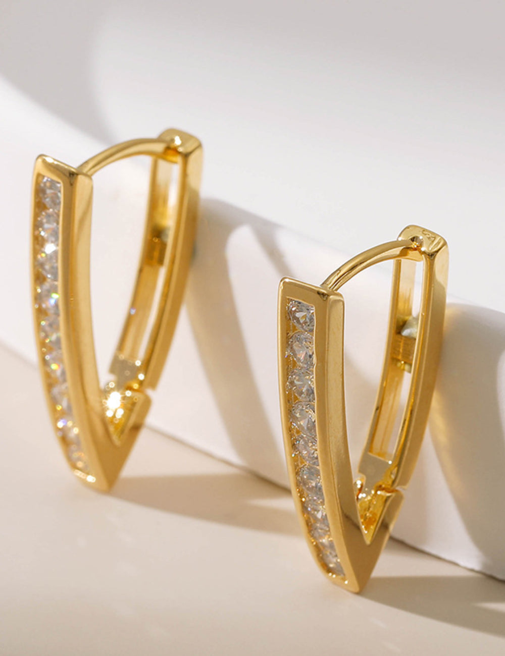 V Shaped Diamond Hoop Earrings