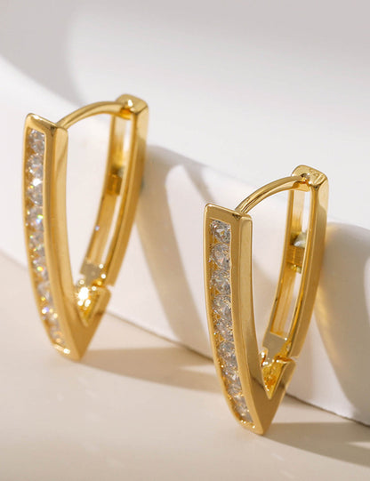 V Shaped Diamond Hoop Earrings