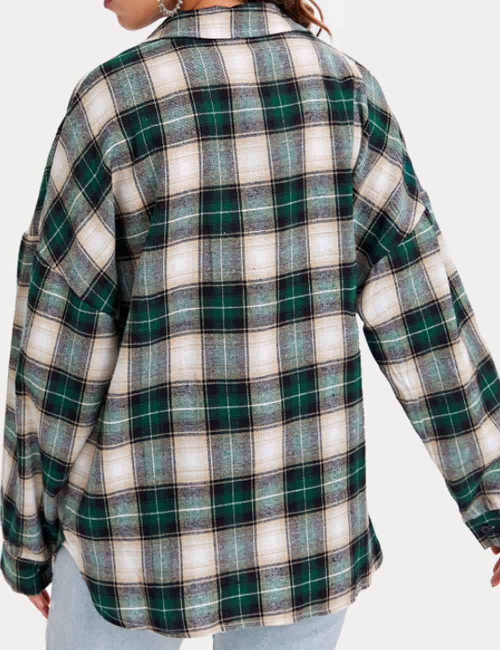 Vintage Plaid Lapel Collar Button Down Shirt