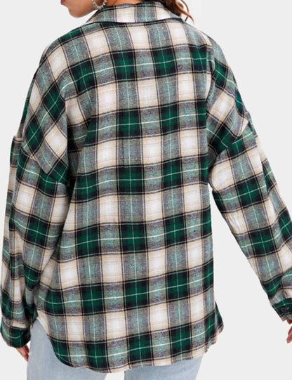 Vintage Plaid Lapel Collar Button Down Shirt