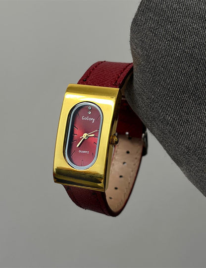 Retro Gold Tone Rectangle Quartz Watch