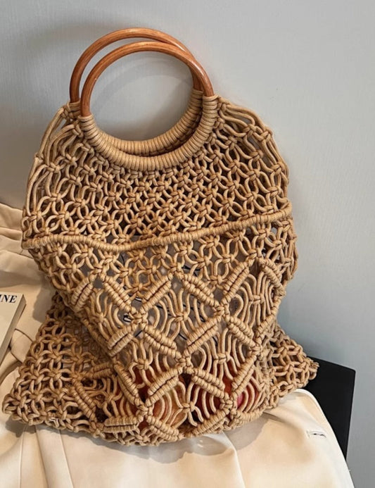Handmade Woven Hollow Out Beach Handbag
