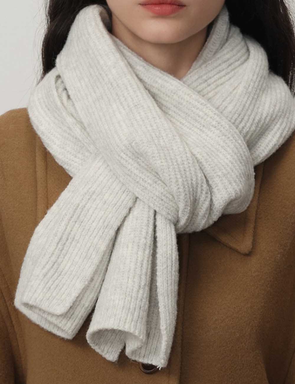 Simple Solid Color Knitted Wool Warm Scarf