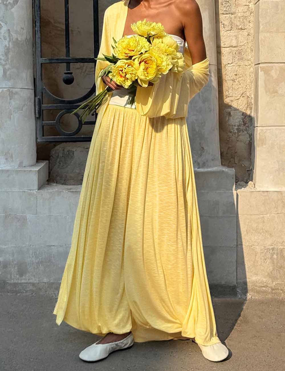 Elegant Solid Color Shawl Lantern Pants Pajamas Set