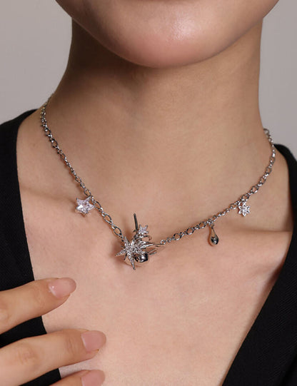 Starlight Orbit Shimmering Star Pendant Necklace