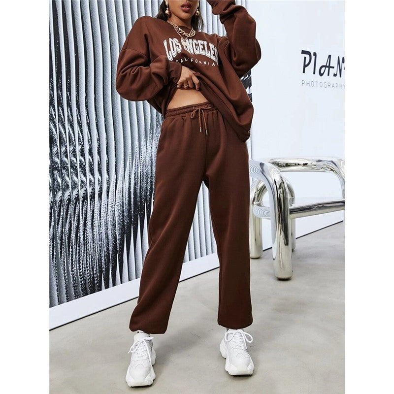 Long Sleeve Round Neck Sweater Printed Suit