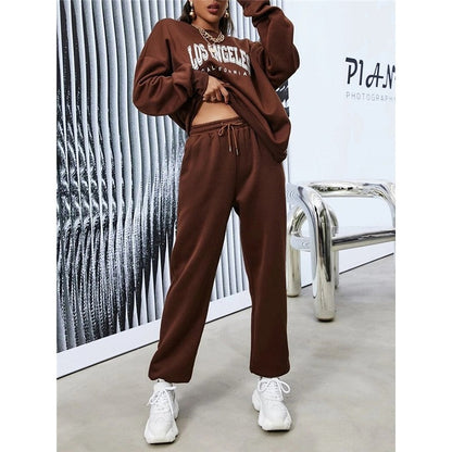 Long Sleeve Round Neck Sweater Printed Suit