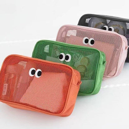 Simple Solid Color Mesh Make Up Bag