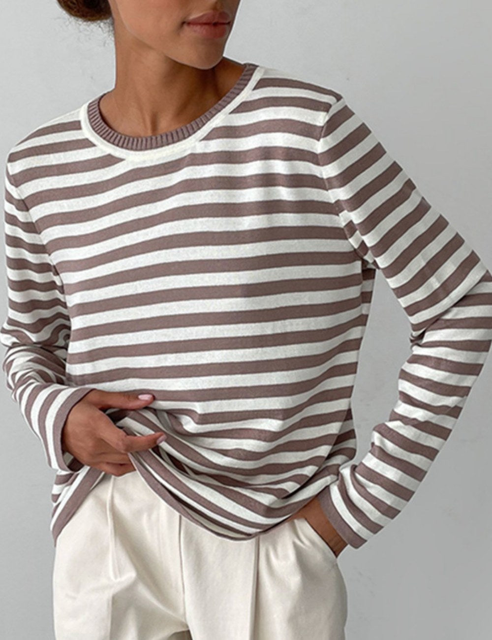 Round Collar Stripe Vintage Sweater