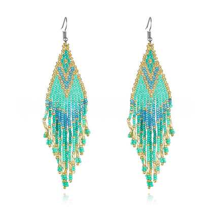 Colorful Tassel Elegant Beads Long Earrings
