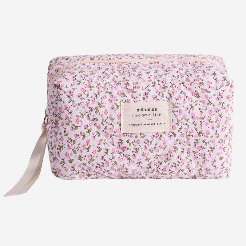 Cute Flower Print Portable Makeup Bag