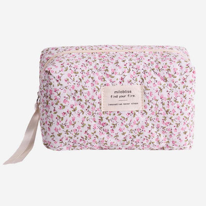 Cute Flower Print Portable Makeup Bag
