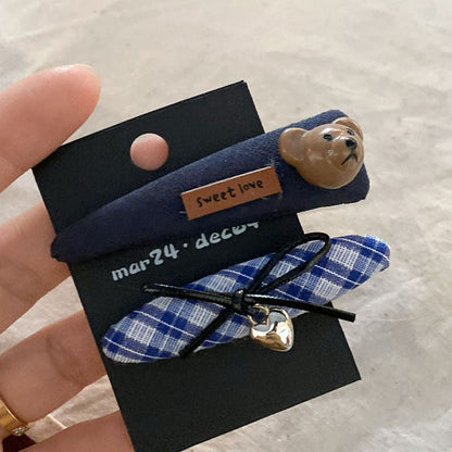 Sweet Bow Knot Bear Hair Clips Set