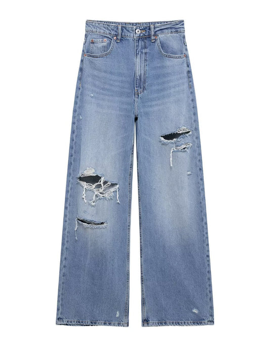Casual  Distressed Loose Mid Rise Jeans