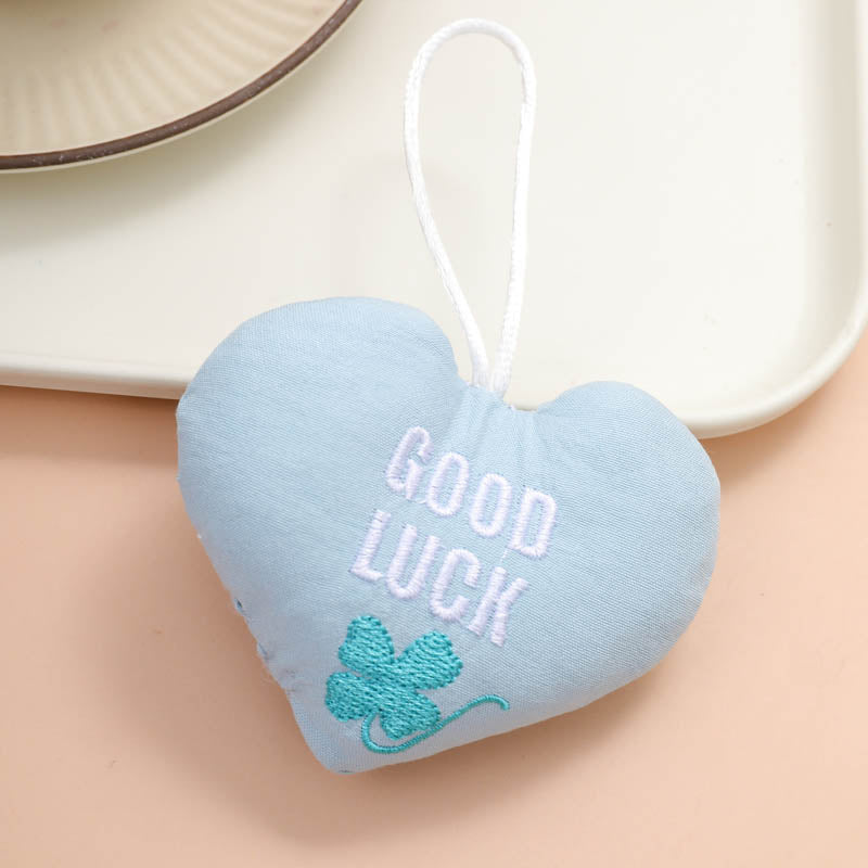 Sweet Floral Letter Embroidered Heart Bag Charm