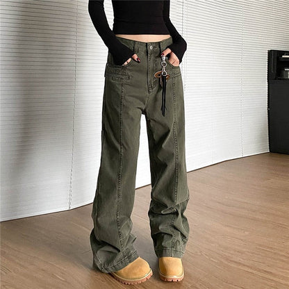 3D Washed Cargo Pants Loose Stacked