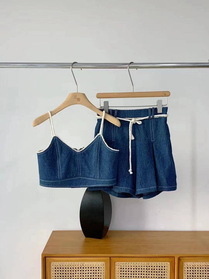 Strape Shoulder Denim Mini Dress