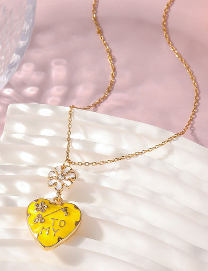 Trendy Heart Pendant Enamel Chain Necklace