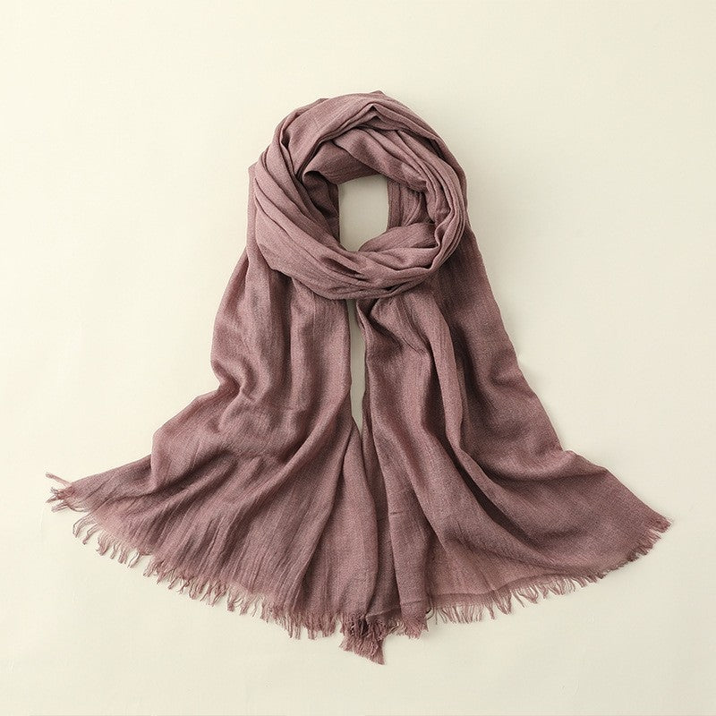 Solid Color Cotton And Linen Summer Thin Scarf