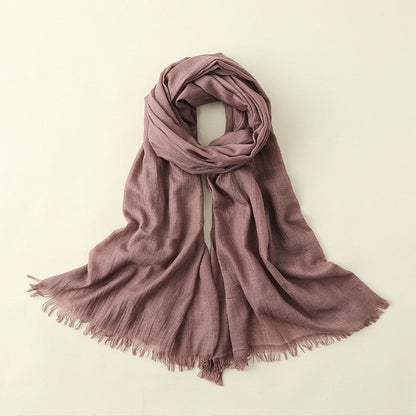 Solid Color Cotton And Linen Summer Thin Scarf