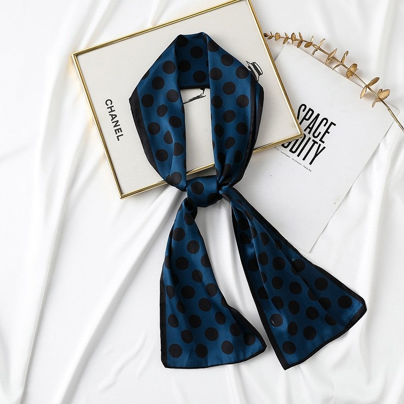 Long Printed Imitation Silk Tied Scarf
